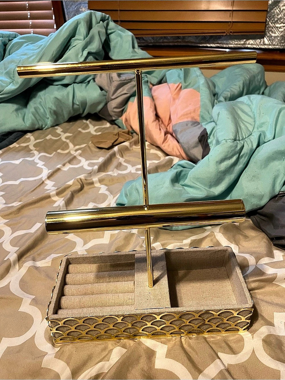 Three Tier Stand Jewelry Organizer Gold Jewelry Organizer with Stand